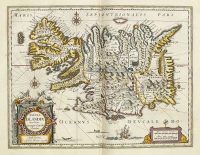Karta över Island, från "Atlas Cosmographia Blaviana", 1662 av Joan Blaeu