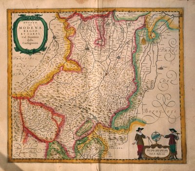 Karta över Modena från Theatrum civitatum et admirandorum Italiae av Joan Blaeu, gravyr av Joan Blaeu