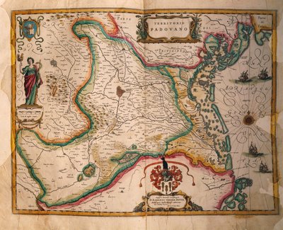 Karta över Paduan-domänen från Teatern i Italiens städer och underverk, av Joan Blaeu, gravyr av Joan Blaeu
