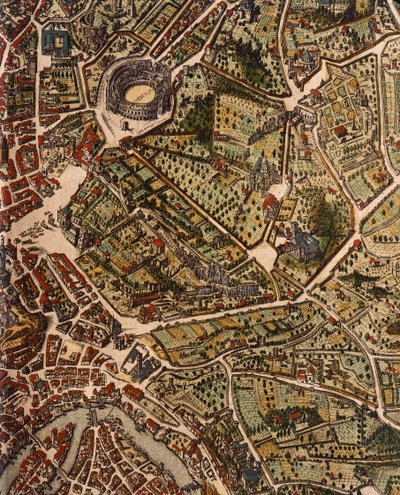 Karta över Rom, av Joan Blaeu (1596-1673), tryck från Theatrum Civitatum et Admirandorum Italiae, ad Aevi Vetis et Present Temporis Faciem Expressum, Italien av Joan Blaeu