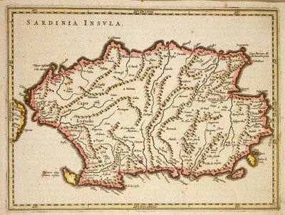 Karta över regionen Sardinien, av Joan Blaeu av Joan Blaeu