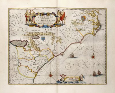 Karta över Virginia och Florida, 1667 av Joan Blaeu