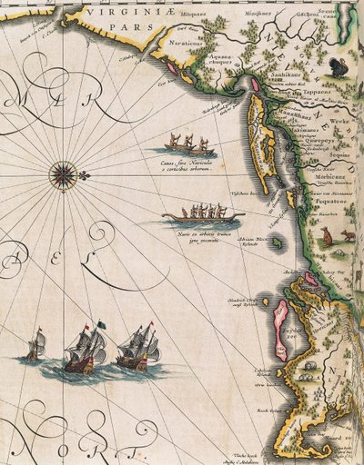 Karta över kusten i Virginia, från Theatrum Orbis Terrarum av Joan Blaeu av Joan Blaeu
