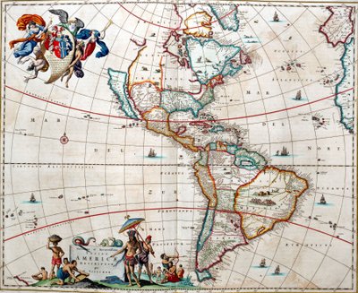 Blad från Bleaus "Atlas of the Americas av Joan Blaeu