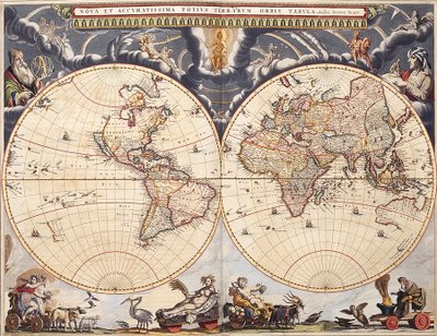 Världskarta från Blaeu Atlas av Joan Blaeu