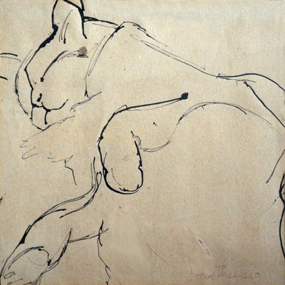 Cat, Mouser, 1980, (penna och bläck) av Joan Thewsey
