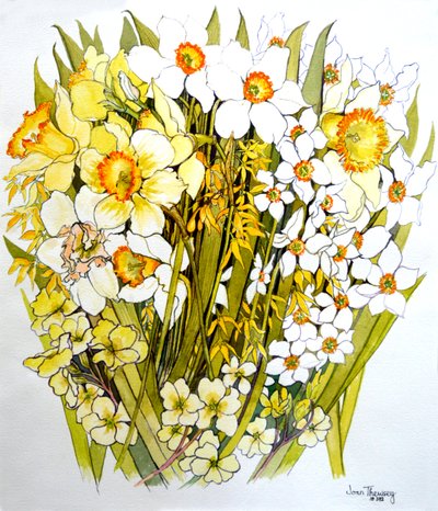 Påskliljor, Narcissus, Forsythia och Primroses, 2000 av Joan Thewsey