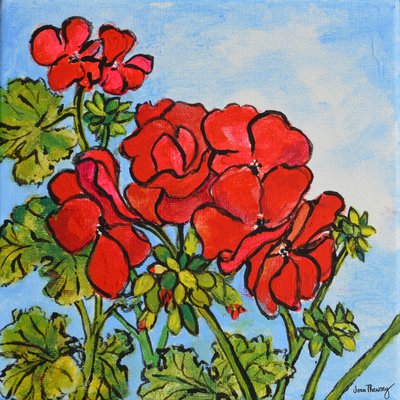 Geranium, 2017 (akryl) av Joan Thewsey