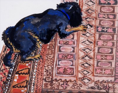 Saskia på en mönstrad matta, 2000, av Joan Thewsey