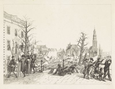 Ruiner i Leiden efter krutkatastrofen, 1807 av Joannes Bemme