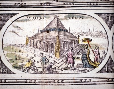 Representation av antikens sju underverk: Halikarnassos mausoleum. i Atlas av Jansson Jannsonius tryckt i Amsterdam 1630. Privat samling. av Joannes Jansson