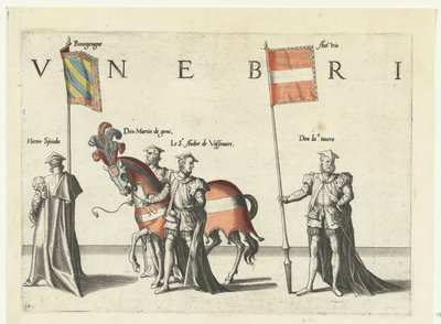 Del av tävlingen, nr 10 Begravningsprocession av kejsar Karl V, 1558 (serietitel) av Joannes van Doetechum (I)