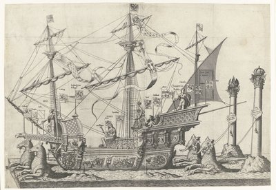 Skeppet Victoria, nr 5 Kejsar Karl Vs begravningståg, 1558 (serietitel) av Joannes van Doetechum (I)