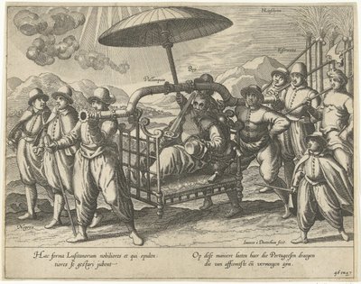 Portugis i en sedanstol av Joannes van Doetechum (I)