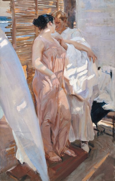 The Pink Robe. After the Bath av Joaquín Sorolla
