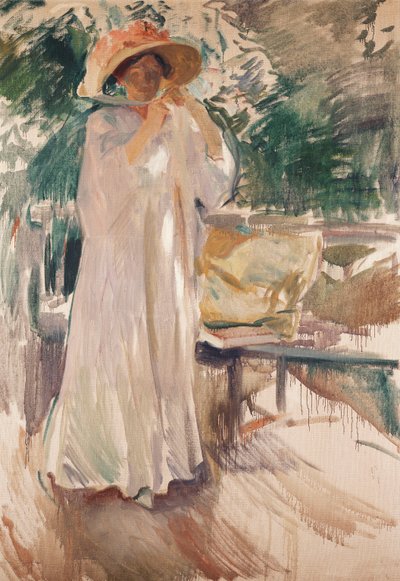 Clotilde i hennes trädgård, 1910 av Joaquín Sorolla