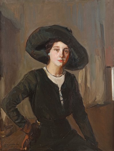 Elena i svart hatt, 1910. av Joaquín Sorolla