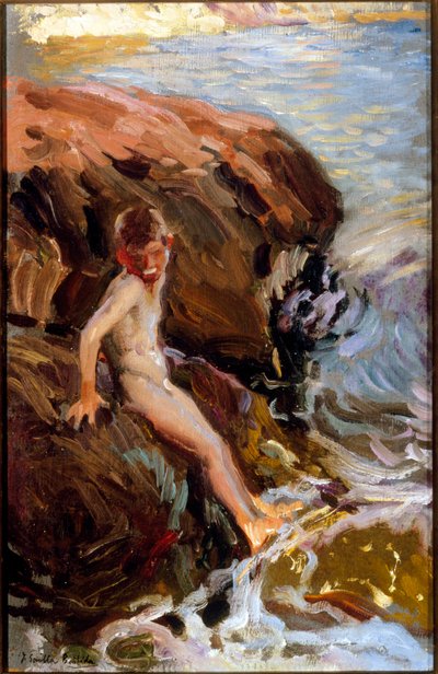 Pojke på klipporna Jarea . Målning av Joaquin Sorolla y Bastida, (1863-1923) Huile sur toile; Collection privee. av Joaquin Sorolla y Bastida