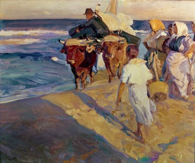 Bogsering i båten, Valencia Beach av Joaquin Sorolla y Bastida