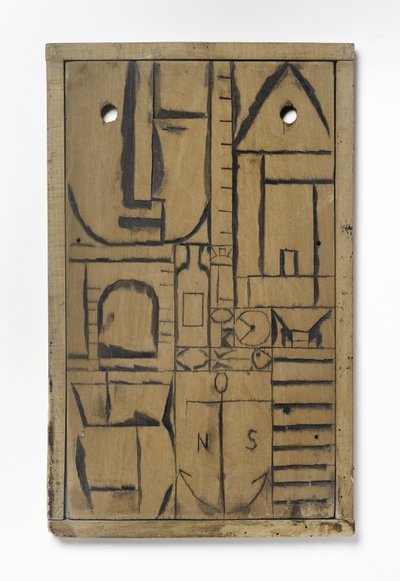 Konstruktiv mit eingravierter Zeichnung von Joaquin Torres-Garcia