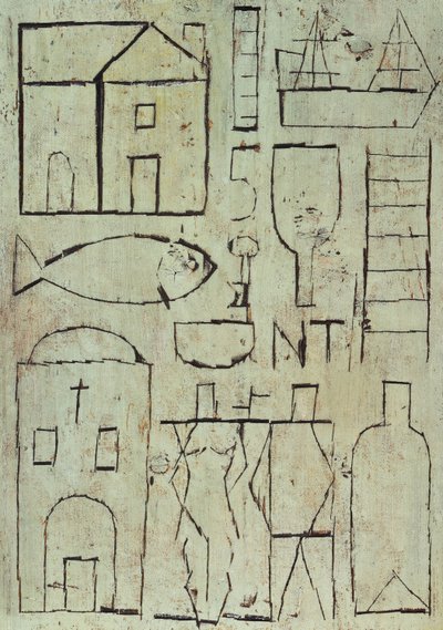 Grafik med två figurer av Joaquin Torres-Garcia