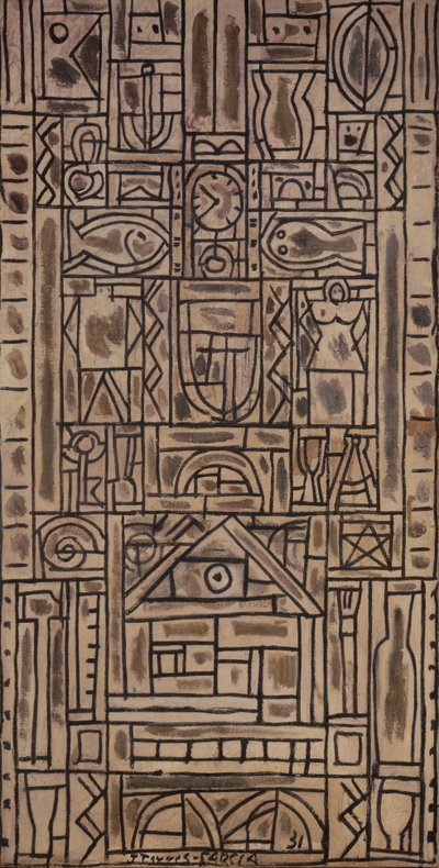 Universelle symmetrische Komposition in Schwarz und Weiß von Joaquin Torres-Garcia