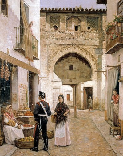 Grönsakshandlare i Granada,1800-talet (oljemålning) av Joaquin Turina Arenal