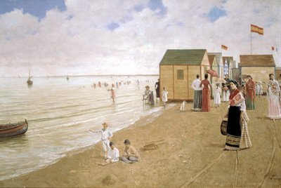 Sanlucar de Barramedas strand,1800-talet (oljemålning) av Joaquin Turina Arenal