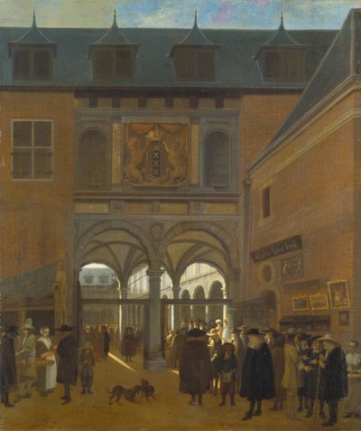 Börsen i Amsterdam, ca 1675-80 (olja på duk) av Job Berckheyde