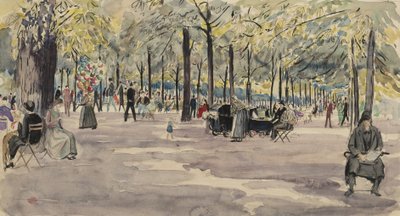 The Tuileries Gardens, Paris, ca 1925 (bläck & wc på papper) av Job Nixon