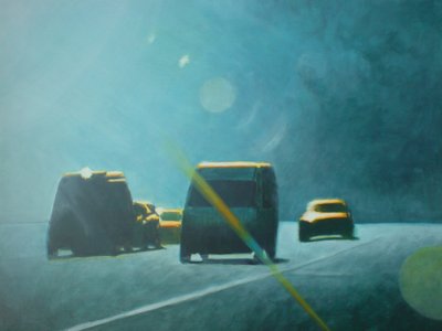 Någonstans ca 1999 (akryl på panel) av Joby Hickey