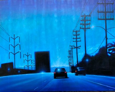 Ventura Highway ca 2020 (akryl på pannå) av Joby Hickey