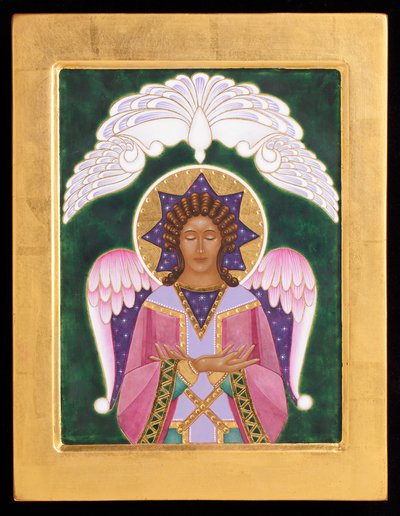Angel of Silence, 2015 (äggtempera och 24k guld på trä) av Jodi Simmons