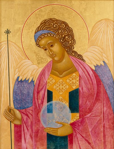 Ärkeängeln Mikael, 2003 (äggtempera och 24k guld på trä) av Jodi Simmons