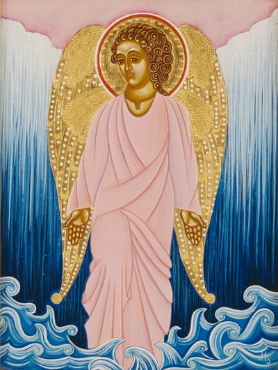 Gabriel, Angel of Water, 2004 (äggtempera och 24k guld på trä) av Jodi Simmons