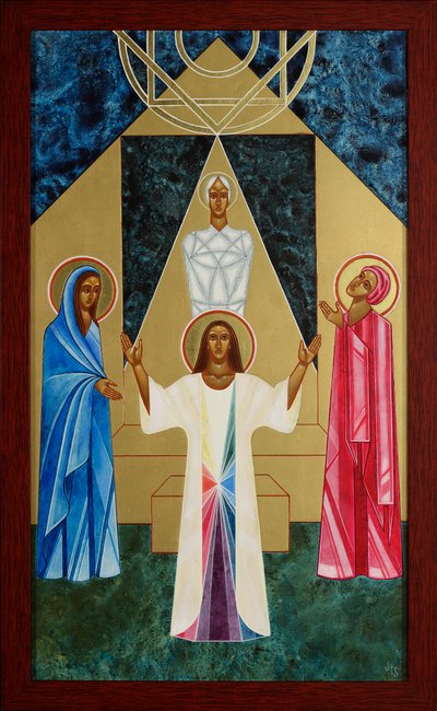 Lazarus uppståndelse, 2011 (äggtempera och 24k guld på trä) av Jodi Simmons