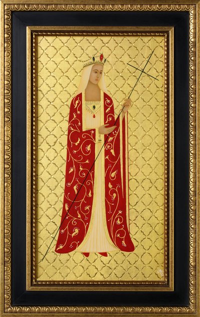 Saint Helena, 2014 (äggtempera och 24k guld på trä) av Jodi Simmons