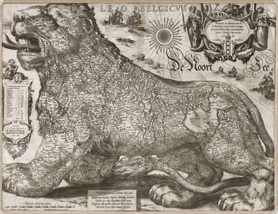 Leo Belgicus - karta över de låga länderna (1611) av Jodocus Hondius