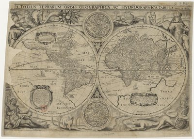 Karta över världen, 1631 av Jodocus Hondius