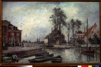Kanalkaj (En kanalvall). Målning av Johan Barthold Jongkind (1819-1891) av Johan Barthold Jongkind