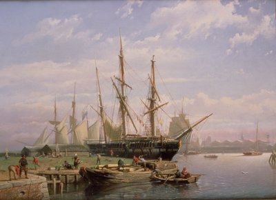 Holländska segelfartyg för ankar i en flodmynning av Johan Adolph Rust