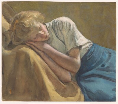 vilande tjej av Johan Antonie de Jonge (signed by artist)