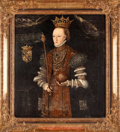 Portrait de Marguerite Lejonhufvud (nee Margareta Eriksdotter) (1516-1551), reine de Suede - Peinture de Johan Baptista van Uther (actif 1562-1597), huile sur toile (102x90 cm) av Johan Baptista van (active 1562-1597) Uther