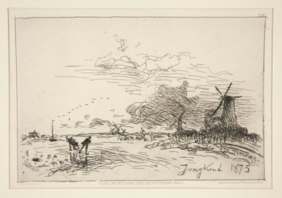 Canal de Hollande, pr?s de Rotterdam (Hiver) [Holland Canal, nära Rotterdam (vinter)] av Johan Barthold Jongkind