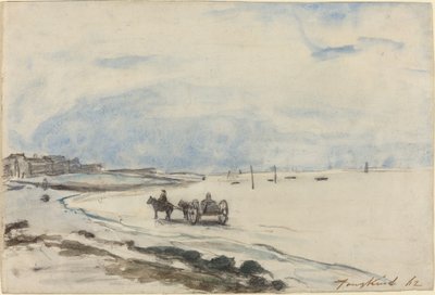 Vagn på stranden vid Etretat, 1862. av Johan Barthold Jongkind
