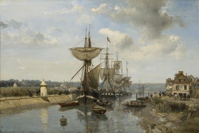 Fregatter, hamnen i Harfleur, ca 1852-53 av Johan Barthold Jongkind