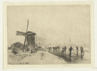 Utsikt över Maassluis Vue de la ville de Maaslins (Hollande) (titel på objekt) av Johan Barthold Jongkind