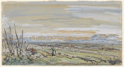 Utsikt över ett platt landskap av Johan Barthold Jongkind