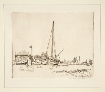 La Barque amar?e (Den förtöjda båten) av Johan Barthold Jongkind