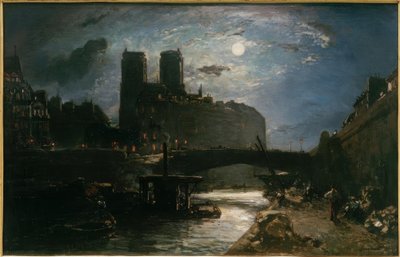 Notredame de Paris i månskenet av Johan Barthold Jongkind